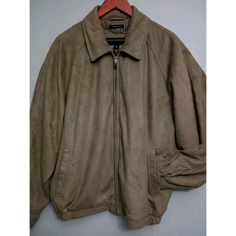 Claiborne Outerwear Tan Suede Finish Men's Full Zip Jacket